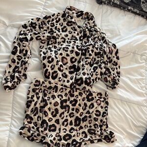 Stars Above Leopard Print Pajama Set